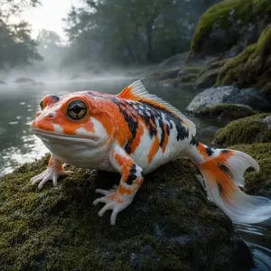 Frog + Koi fish